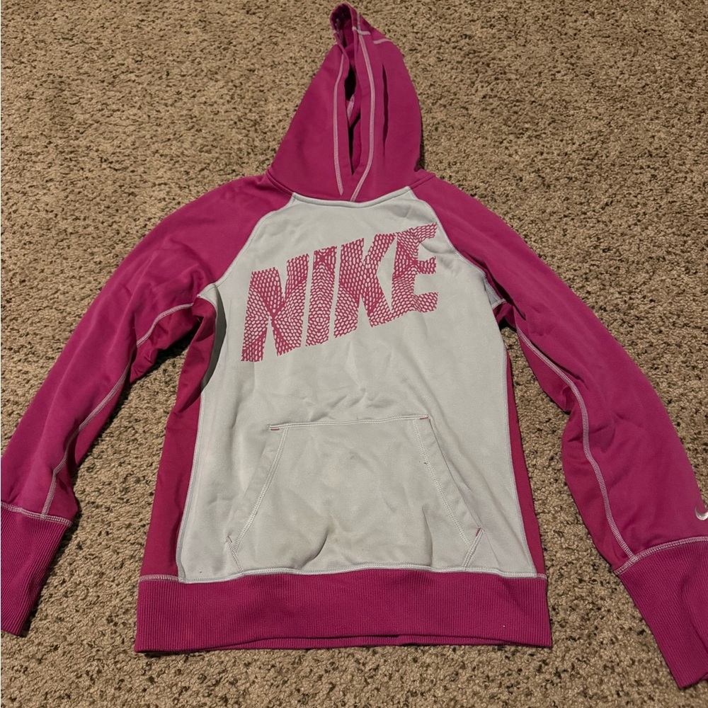 Nike Pink and Gray Women's Hoodie